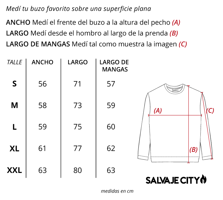Tabla de talles buzo harry